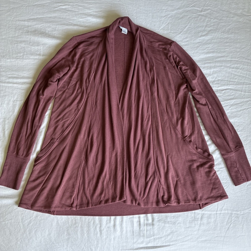 Athleta Pranayama Restore Wrap Cardigan‎ Thumbholes Pockets Victorian Berry M